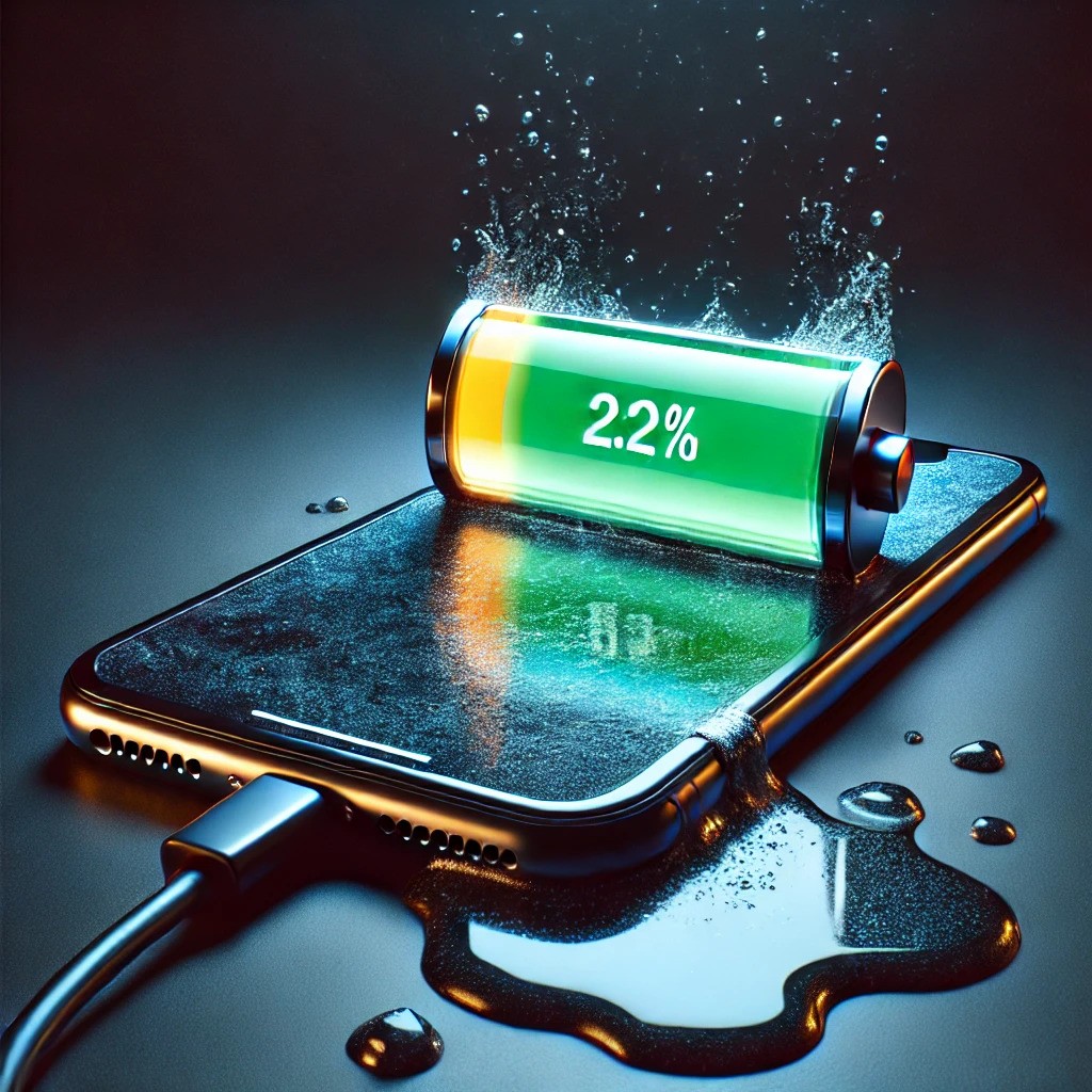 A conceptual image representing a constant drain on an Apple iPhone's battery